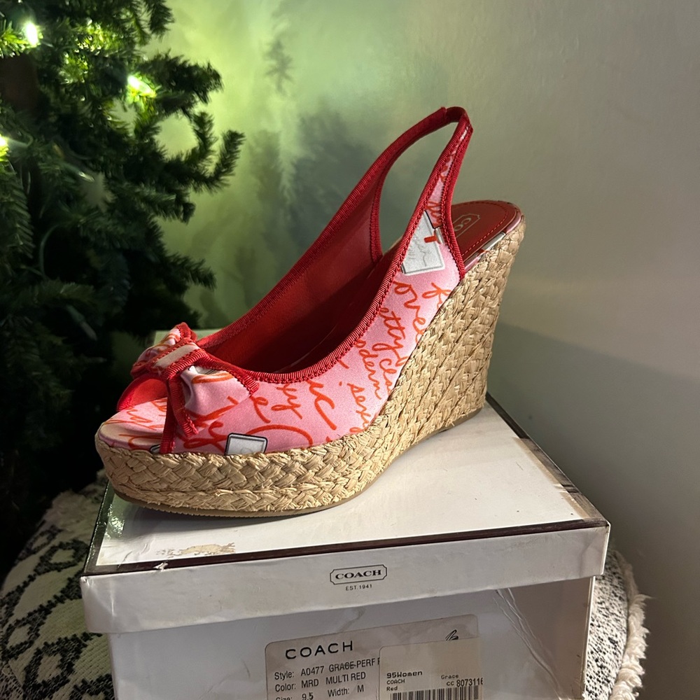 Coach Red and Pink Wedges
